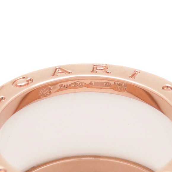 Bvlgari K18 B-Zero 14 Band Ring Ceramic Gold Pink White - Picture 6 of 8